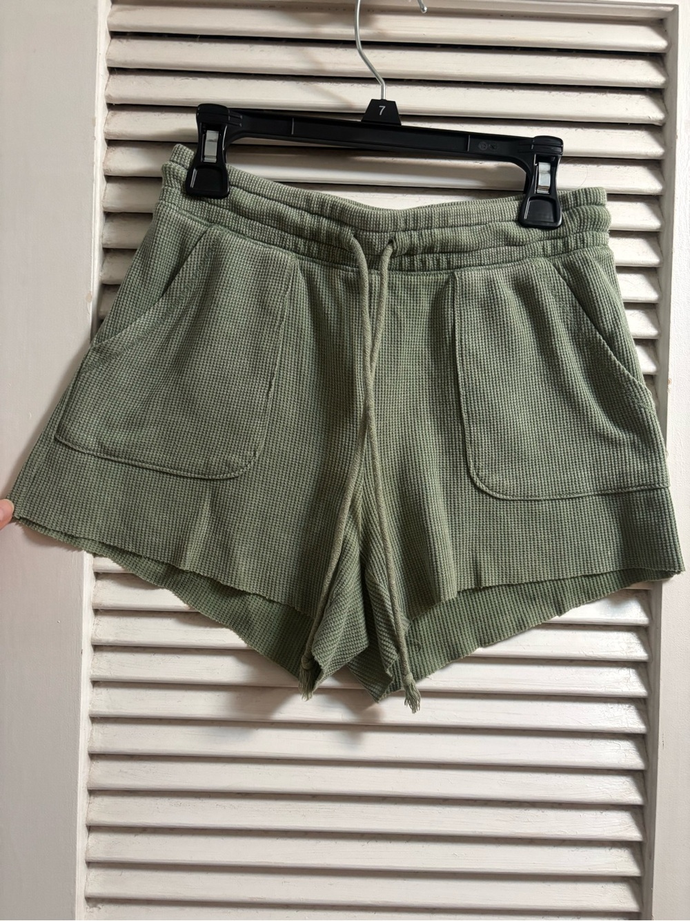 Aeropostale Olive Green Waffle Knit Drawstring Shorts